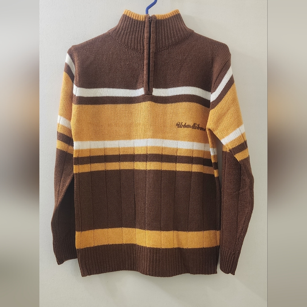Urban Extreme Kid's Brown and Yellow Striped Sweater, Size 12-14.